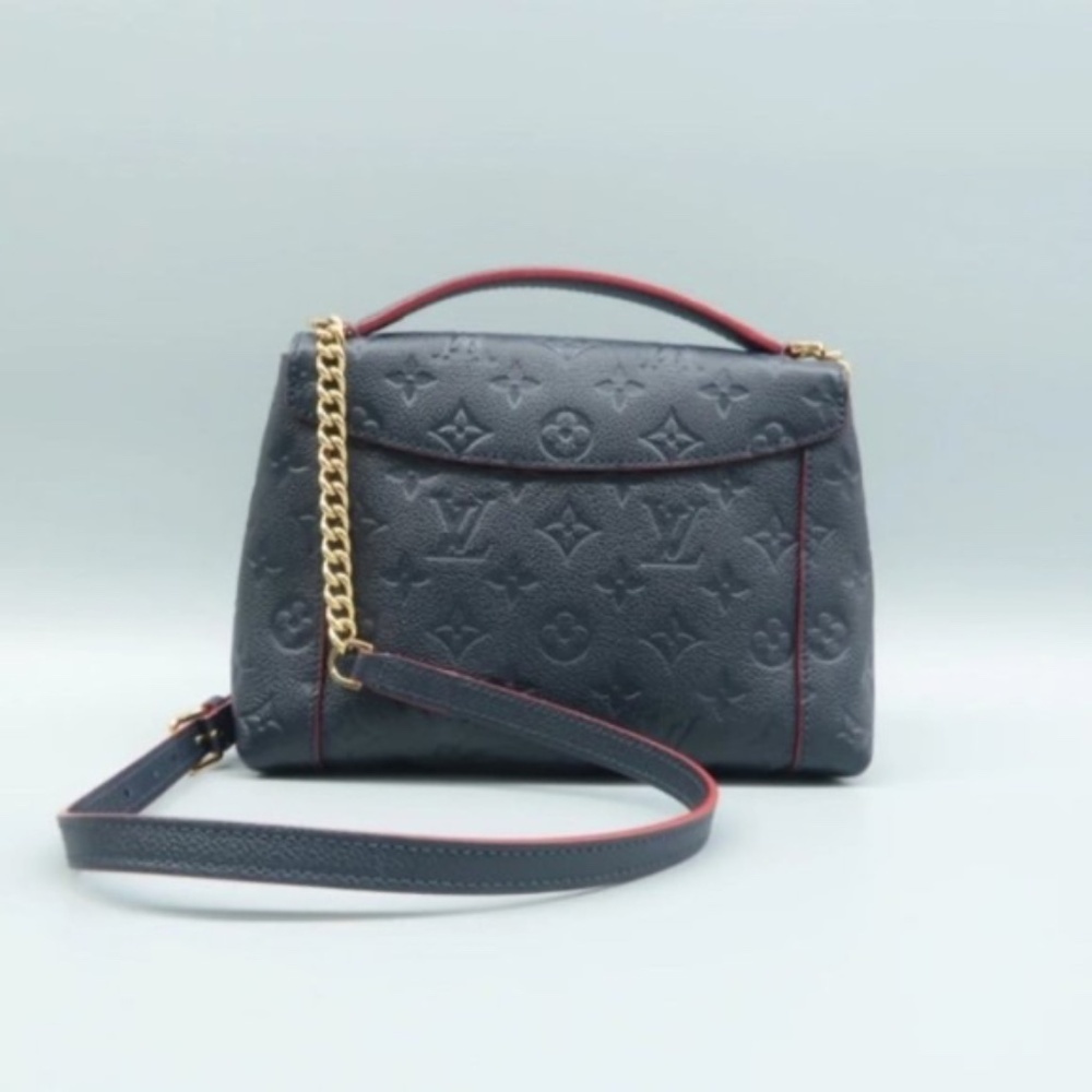 100% Authentic Louis Vuitton Blanche Navy Monogram Empreinte Leather Satchel Bag - Picture 2 of 12